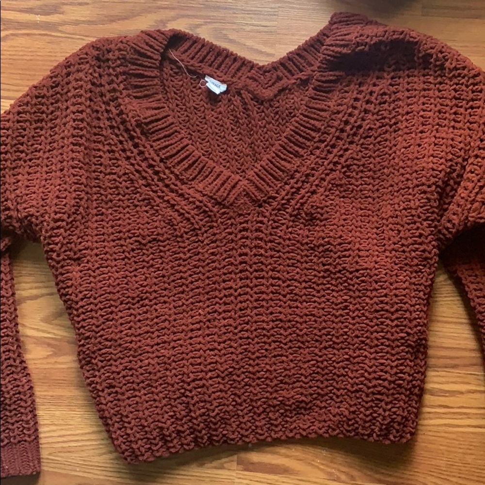 chenille cropped garage knit sweater